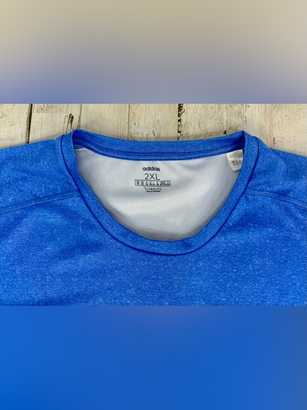 Adidas Tee Men's 2XL Blue Polyester Short Sleeve T-Shirt - Picture 4 of 10